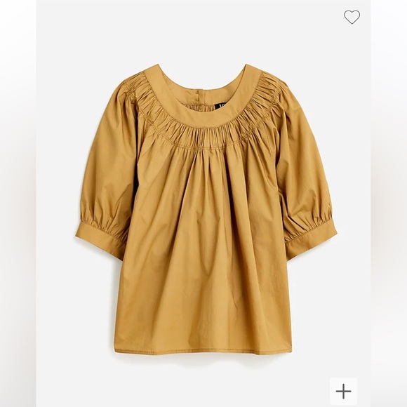 J. Crew Tops - NWT-J.Crew Smock-neck puff-sleeve top in cotton poplin